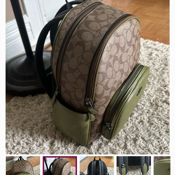 ♥️COACH Brand Green and Brown Court Backpack - Picture 5 of 13